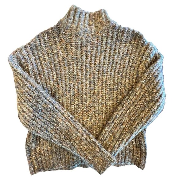 A New Day Orange Green Relaxed Long Sleeve Mock Neck Pullover Sweater Size XS - Picture 1 of 5